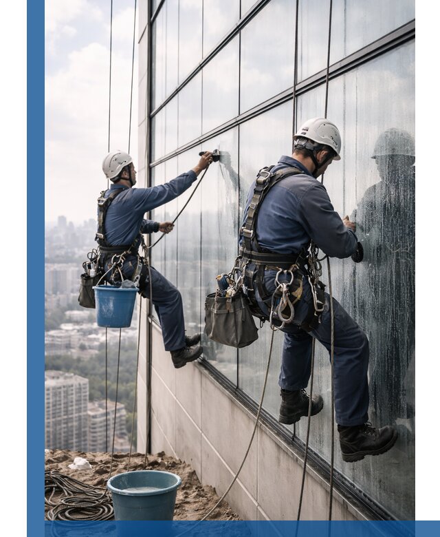 Профессиональная мойка фасадных окон альпинистами в Снежинске