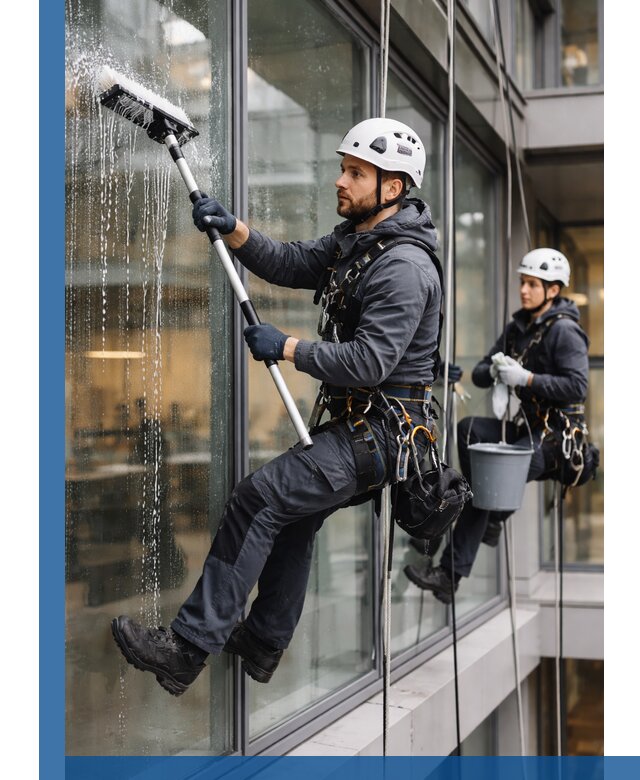 Профессиональная мойка витражей промышленными альпинистами в Снежинске