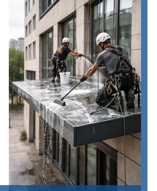 Мойка козырьков и навесов в Снежинске от 3637 р. | ВЫСОТНИК-Снж