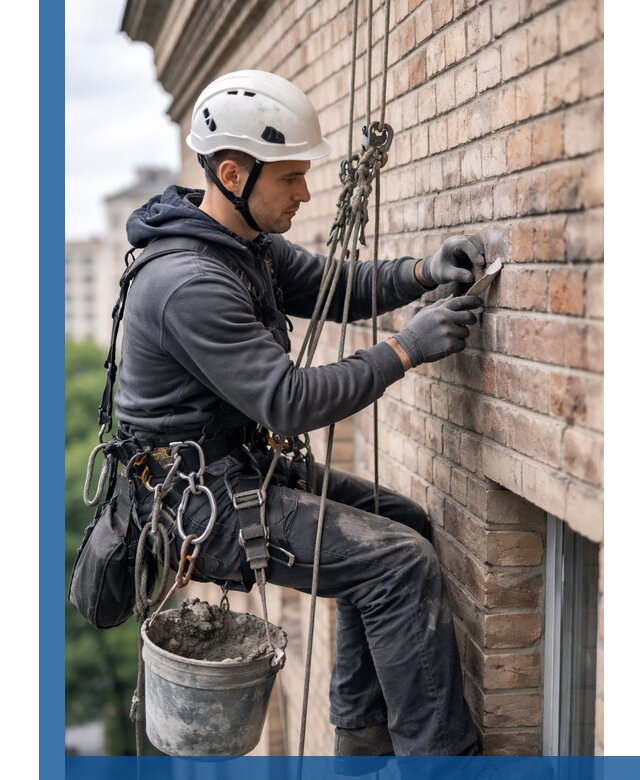 Качественный ремонт кирпичной кладки фасада в Снежинске с гарантией