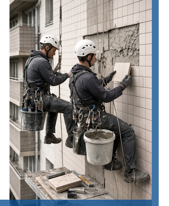 Ремонт облицовки фасада плиткой в Снежинске от 1871 р. | ВЫСОТНИК-Снж