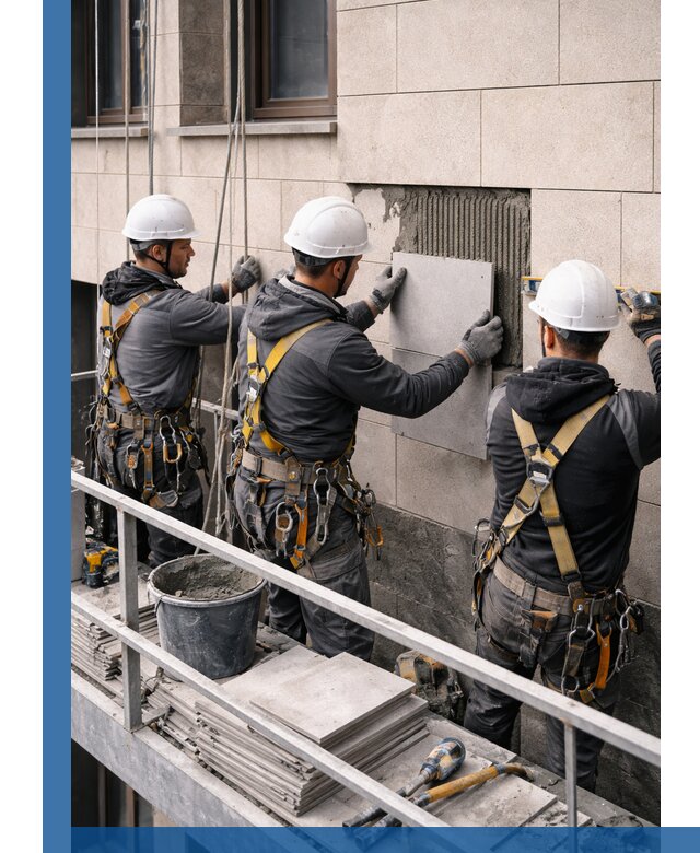 Ремонт облицовки фасада плиткой в Снежинске с гарантией