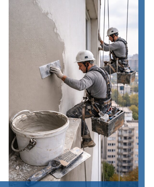 Шпаклевка фасада на высоте в Снежинске от 727 р. | ВЫСОТНИК-Снж