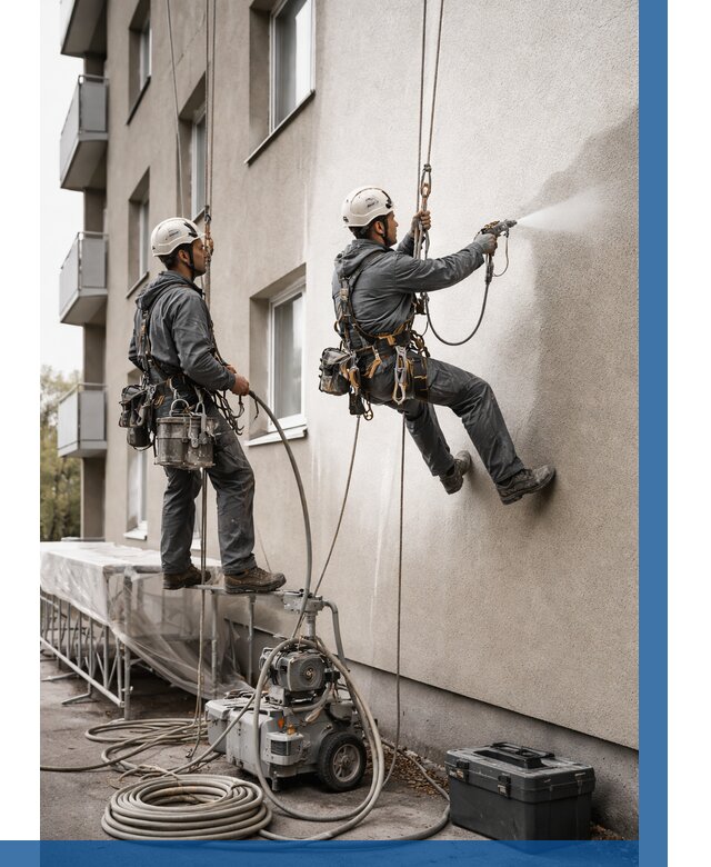 Безвоздушная покраска фасада в Снежинске от 229 р/м² | ВЫСОТНИК-Снж