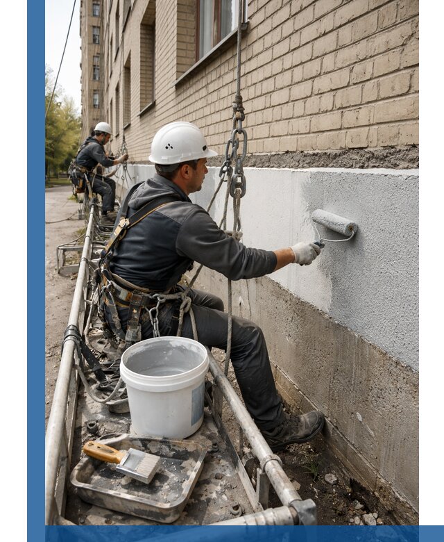 Окраска цоколя здания в Снежинске профессионально и надежно