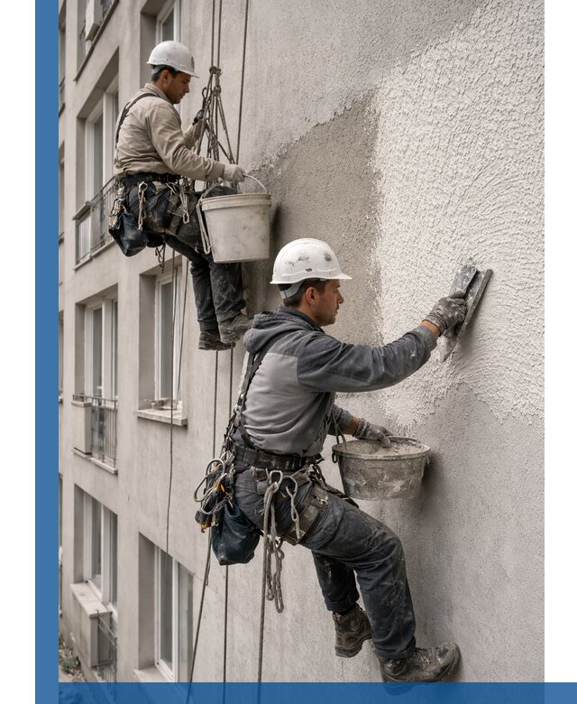 Нанесение декоративной штукатурки короед на фасад в Снежинске