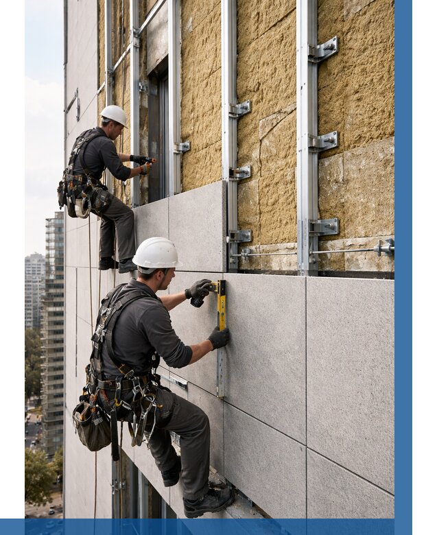 Монтаж вентилируемого фасада в Снежинске от 3637 р. | ВЫСОТНИК-Снж