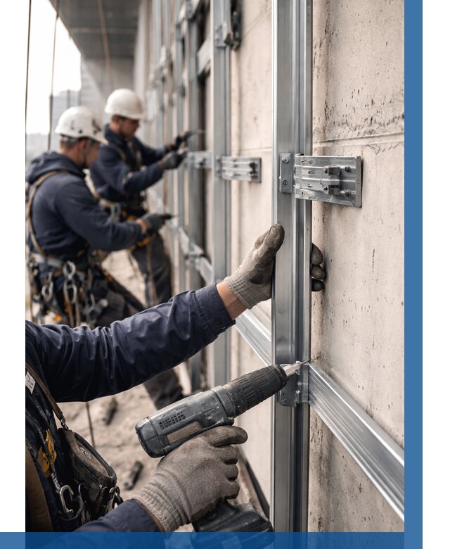 Монтаж подсистемы вентфасада в Снежинске от 883 р. | ВЫСОТНИК-Снж