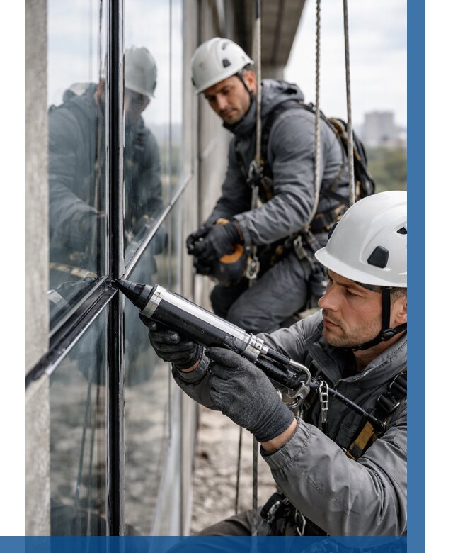 Герметизация витражных швов в Снежинске от 675 р. | ВЫСОТНИК-Снж