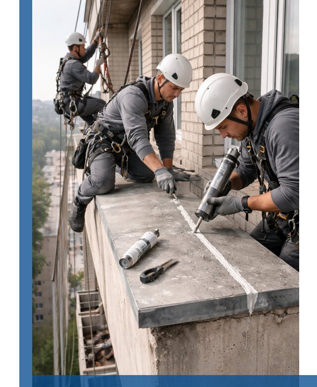 Герметизация балконного козырька в Снежинске профессионально