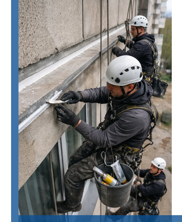 Герметизация примыкания балкона в Снежинске под ключ с гарантией