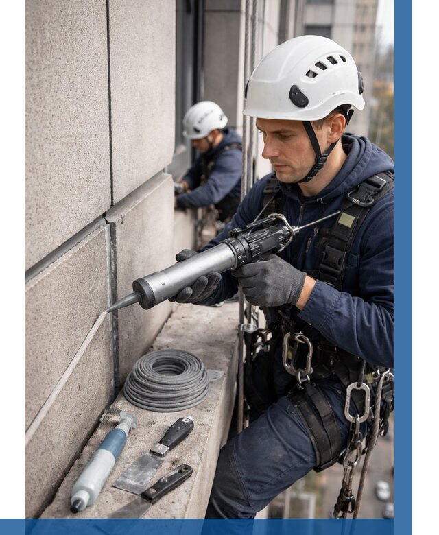 Герметизация деформационных швов фасада в Снежинске от 727 | ВЫСОТНИК-Снж