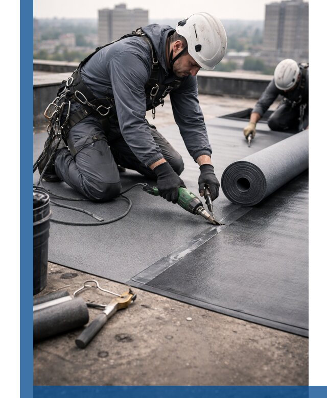 Ремонт мягкой кровли в Снежинске с выездом промальпинистов