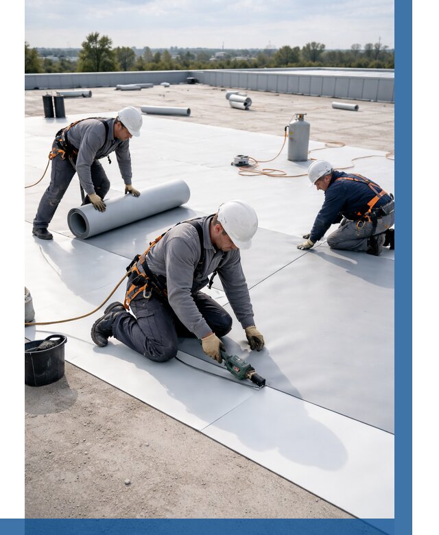 Монтаж мембранной кровли под ключ в Снежинске от 1247 р. | ВЫСОТНИК-Снж