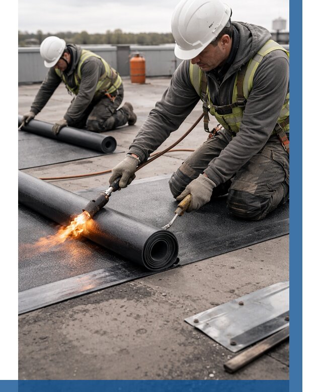 Монтаж наплавляемой кровли в Снежинске от 883 р. — ВЫСОТНИК-Снж