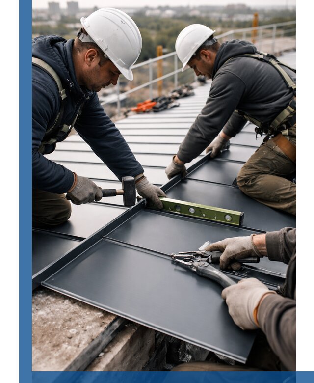 Монтаж фальцевой кровли в Снежинске для промышленных зданий