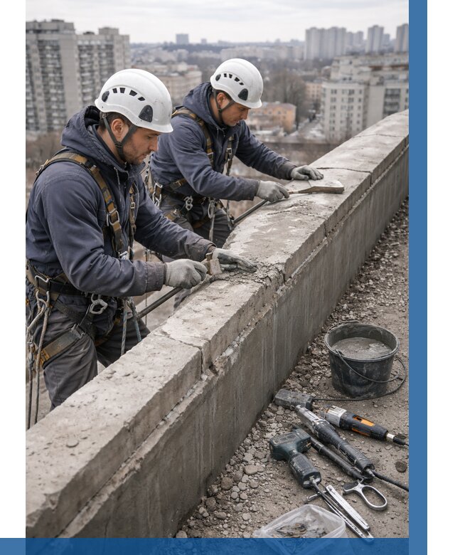 Ремонт парапета на кровле в Снежинске от 1559 р. | ВЫСОТНИК-Снж