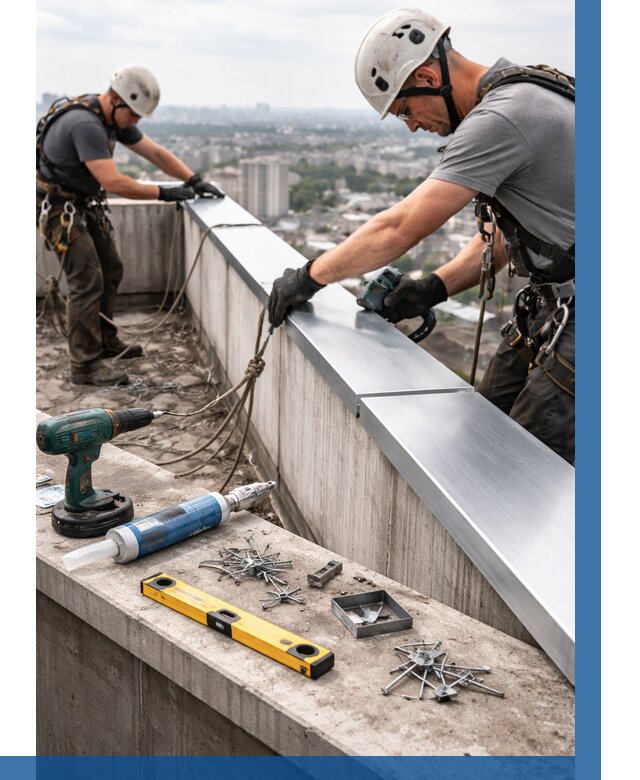 Монтаж парапетных крышек в Снежинске от 831 р. | ВЫСОТНИК-Снж