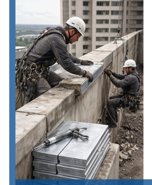 Замена парапетных крышек и установка новых в Снежинске