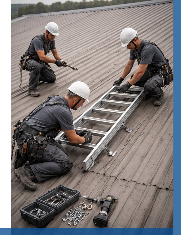 Монтаж кровельной лестницы в Снежинске от 4676 р. | ВЫСОТНИК-Снж