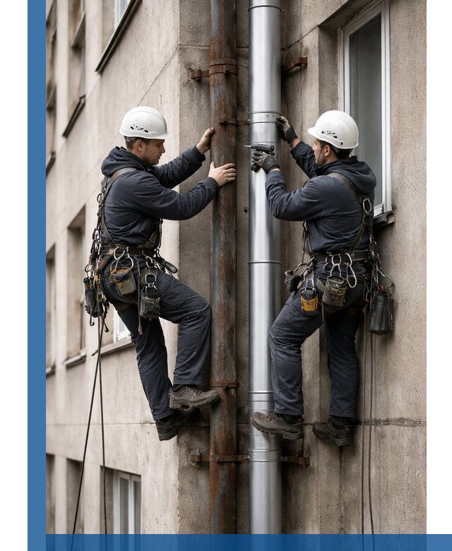 Замена водосточных труб в Снежинске: монтаж и демонтаж под ключ