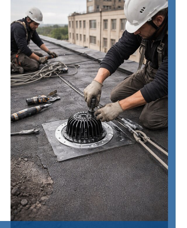 Установка водосточных воронок в Снежинске цена от 3637 р. | ВЫСОТНИК-Снж