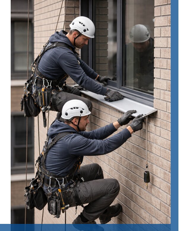 Монтаж оконных отливов под ключ в Снежинске от 3637 р. | ВЫСОТНИК-Снж