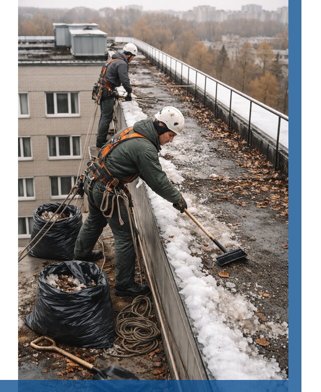 Очистка кровли по периметру в Снежинске от 572 р. | ВЫСОТНИК-Снж