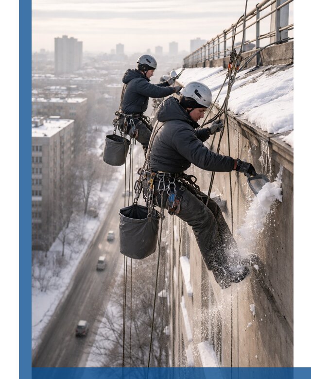 Очистка карнизов от снега в Снежинске профессионально и безопасно