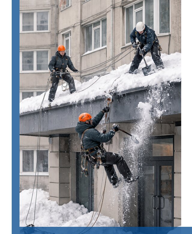 Безопасная очистка навесов от снега в Снежинске круглогодично