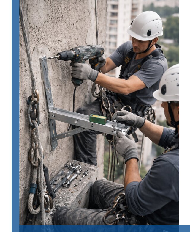 Установка кронштейнов кондиционера и крепежа в Снежинске