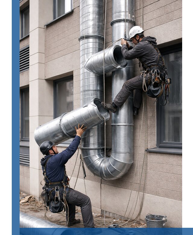Монтаж фасадных воздуховодов в Снежинске с герметизацией и крепежом