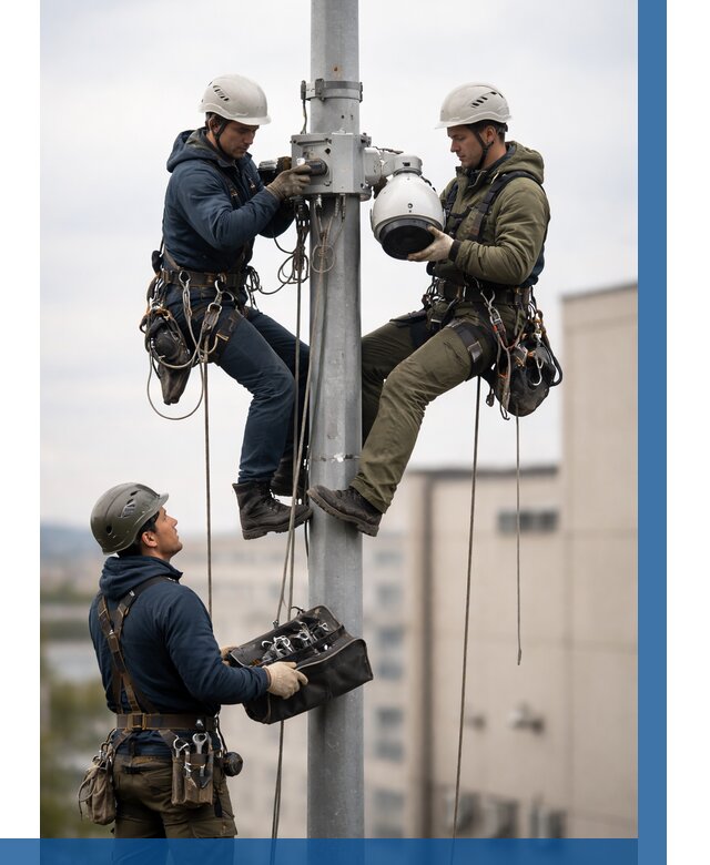 Установка видеокамер на мачте в Снежинске от 8833 р. | ВЫСОТНИК-Снж