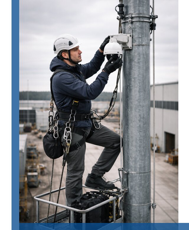 Профессиональная установка видеокамер на мачте в Снежинске
