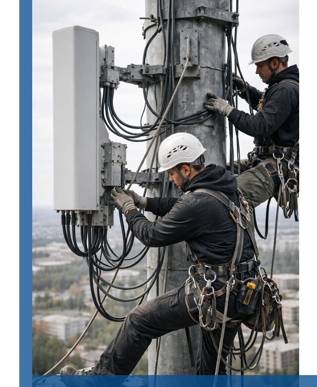 Монтаж оборудования связи на мачте в Снежинске с пусконаладкой