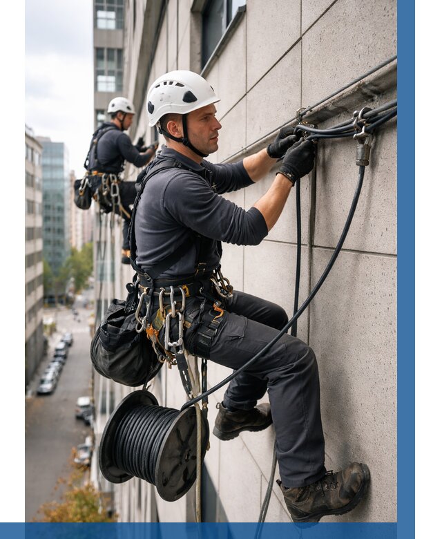 Прокладка кабеля по фасаду в Снежинске от 364 р. | ВЫСОТНИК-Снж