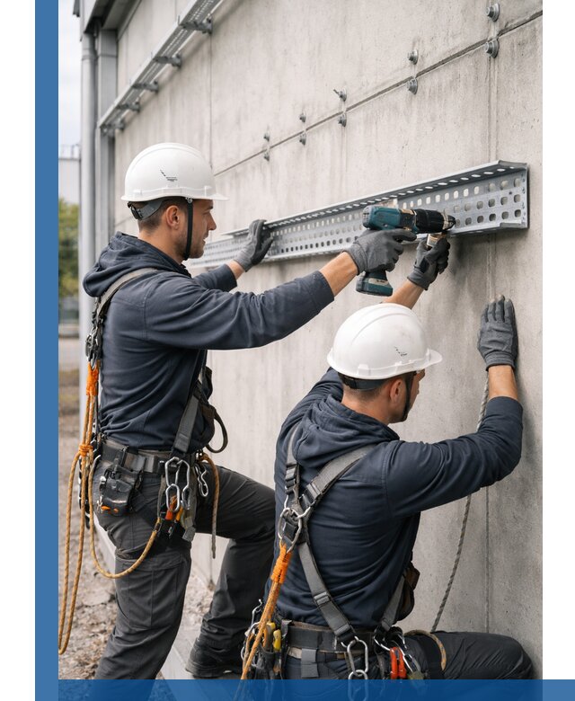 Монтаж кабельных лотков на фасаде зданий в Снежинске с гарантией