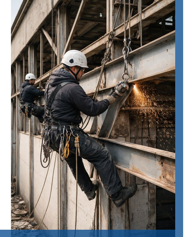 Демонтаж металлоконструкций на высоте в Снежинске от 6755р. |ВЫСОТНИК-Снж