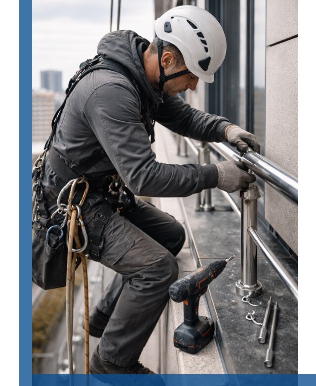 Монтаж ограждений на высоте в Снежинске для зданий и конструкций