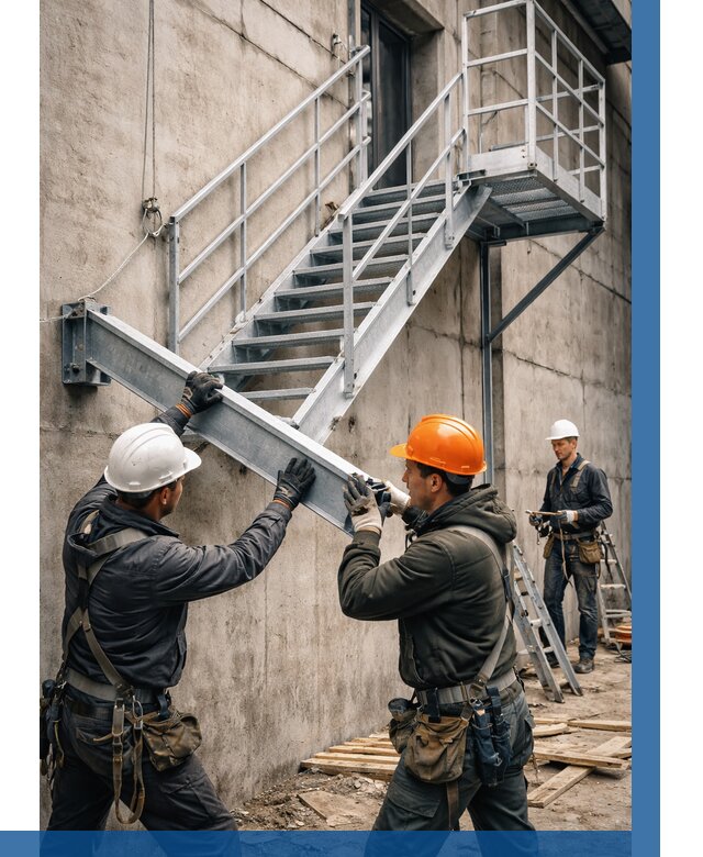 Монтаж металлических лестниц в Снежинске от 15588 р. | ВЫСОТНИК-Снж