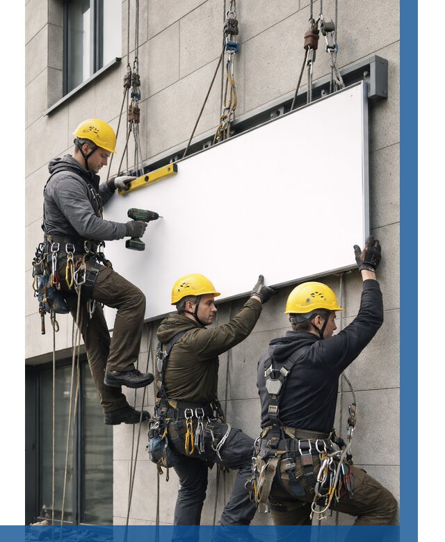 Монтаж рекламной вывески в Снежинске от 8314 р. | ВЫСОТНИК-Снж