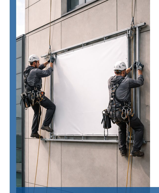 Монтаж наружной рекламной вывески в Снежинске под ключ