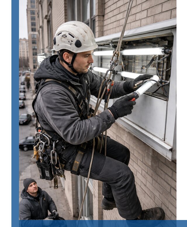Профессиональная замена ламп в наружной вывеске в Снежинске