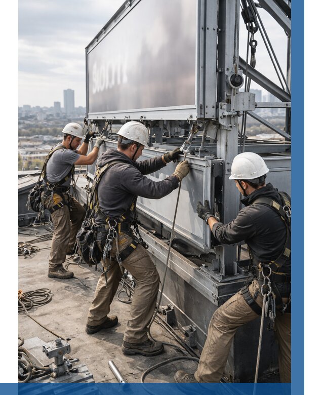 Монтаж крышной рекламной конструкции в Снежинске от 62352 р.|ВЫСОТНИК-Снж