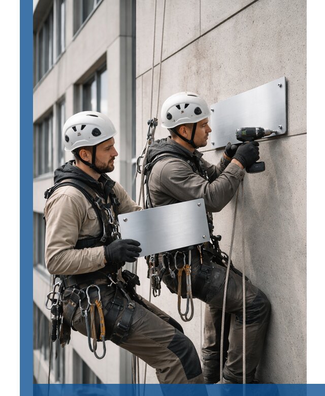 Монтаж табличек и указателей в Снежинске для зданий и сооружений