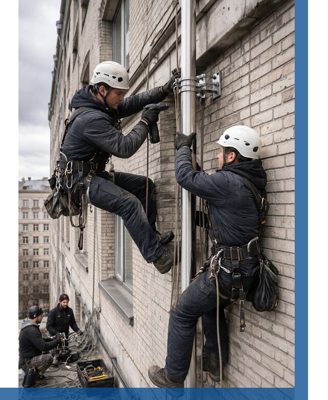 Монтаж флагштока на здании в Снежинске от 6755 р. | ВЫСОТНИК-Снж