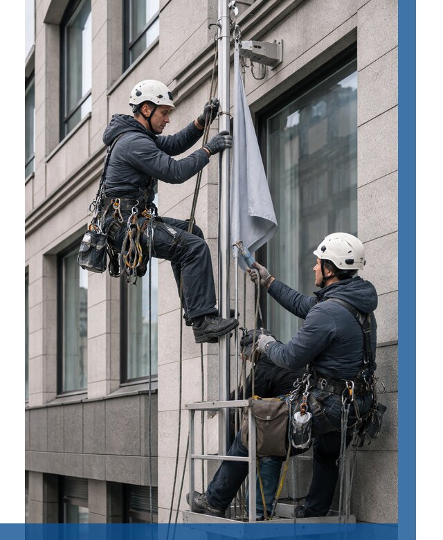 Установка флагов на фасаде в Снежинске от 4676 р. | ВЫСОТНИК-Снж