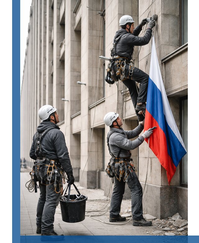 Профессиональная установка флагов на фасаде в Снежинске