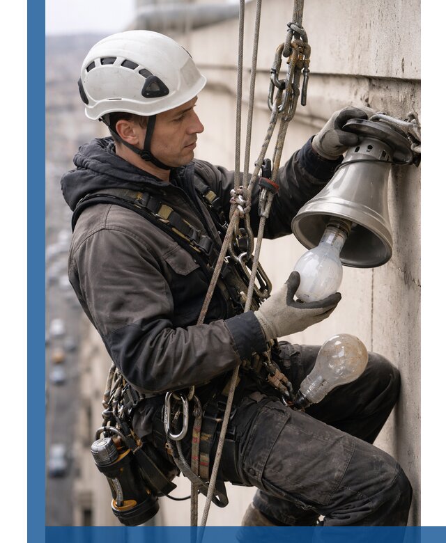 Замена ламп на высоте в Снежинске профессионально и быстро