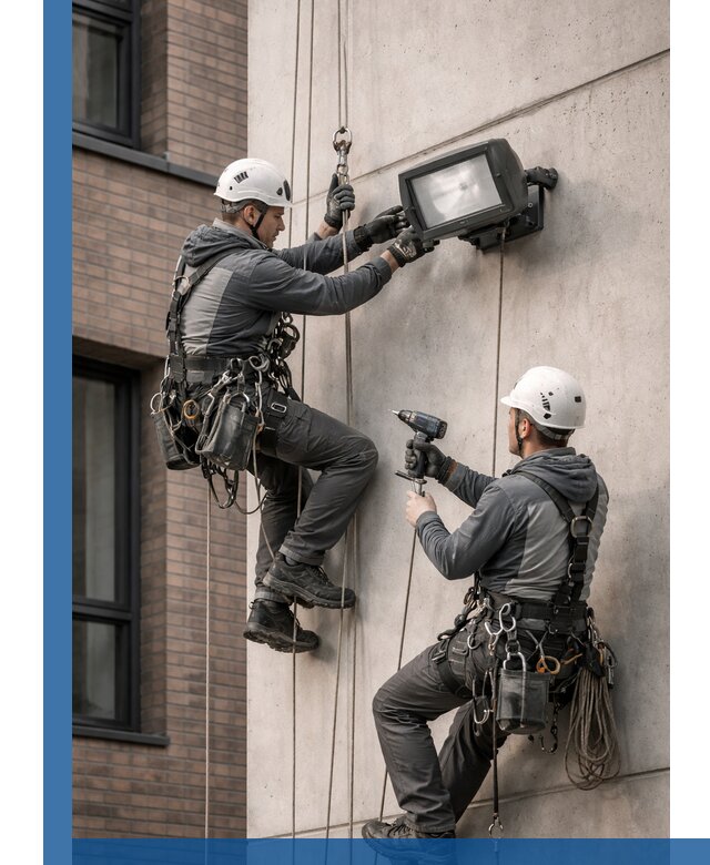 Профессиональный монтаж фасадных прожекторов в Снежинске под ключ